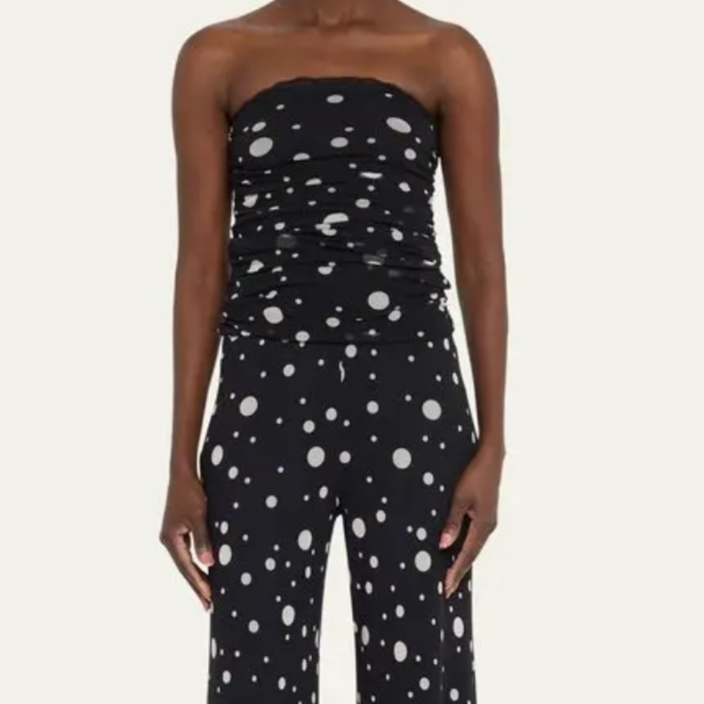 Fuzzi black jumpsuit with white polkadots size L - Picture 2 of 4